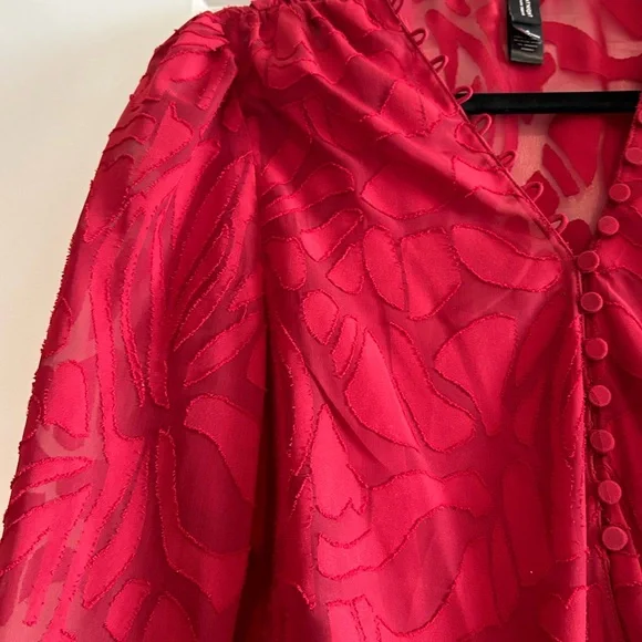 Jonathan Simkhai fil coupe long sleeve bodysuit size small red - Picture 8 of 10